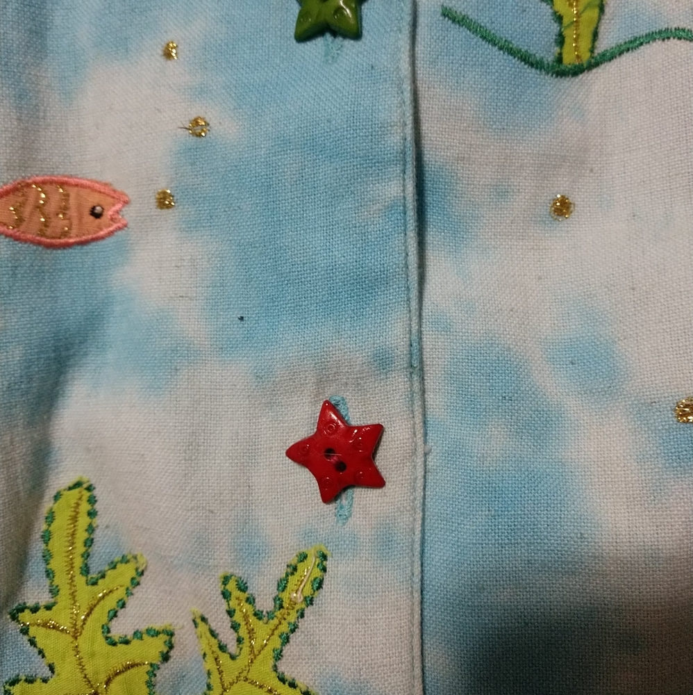 Jacket Tropical Fish Ocean Life Embroidered Fully Lined Small New - Picture 12 of 13